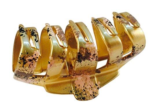 Parcelona French Tubular Golden Pink Grey Splash Hand Painted Jaw Hair Claw Clip-PARCELONA-ebuyfashion.com