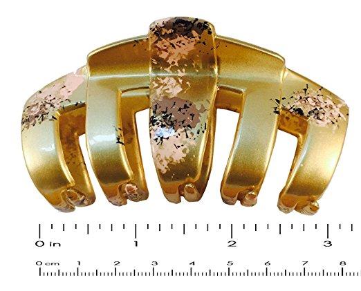 Parcelona French Tubular Golden Pink Grey Splash Hand Painted Jaw Hair Claw Clip-PARCELONA-ebuyfashion.com