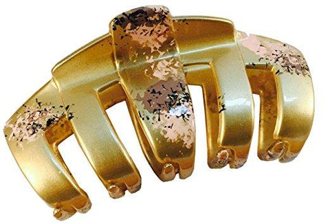 Parcelona French Tubular Golden Pink Grey Splash Hand Painted Jaw Hair Claw Clip-PARCELONA-ebuyfashion.com