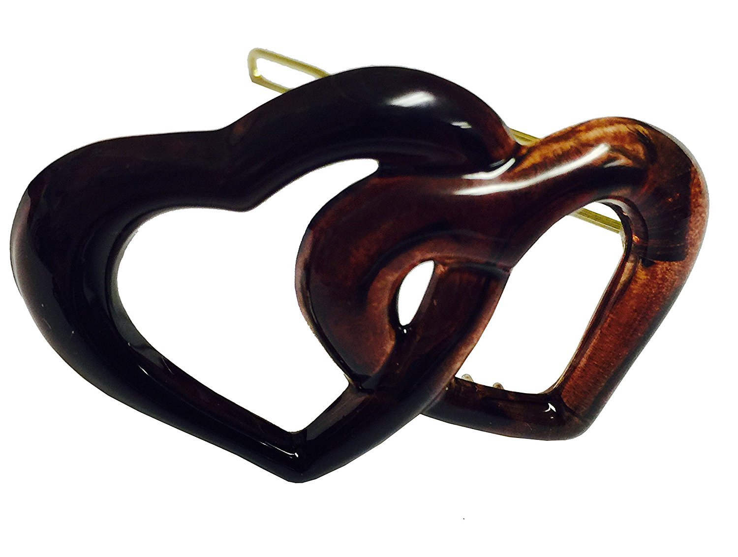 Parcelona French Twin Heart Shell Small Celluloid Snap Pin Hair Barrette - 2 Pcs-PARCELONA-ebuyfashion.com