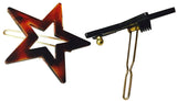 Parcelona French Twin Star Set of 2 Brown Shell N Black Celluloid Snap Hair Pins-PARCELONA-ebuyfashion.com