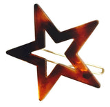 Parcelona French Twin Star Set of 2 Brown Shell N Black Celluloid Snap Hair Pins-PARCELONA-ebuyfashion.com