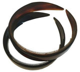 Parcelona French Wide 1 Inch Shell And Black Headbands with Inner Teeth Nibs 2pc-PARCELONA-ebuyfashion.com