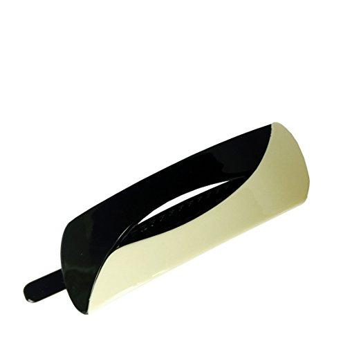 Parcelona Swift Black Ivory Beige No Metal Ponytail Holder Hair Clip Barrette-PARCELONA-ebuyfashion.com