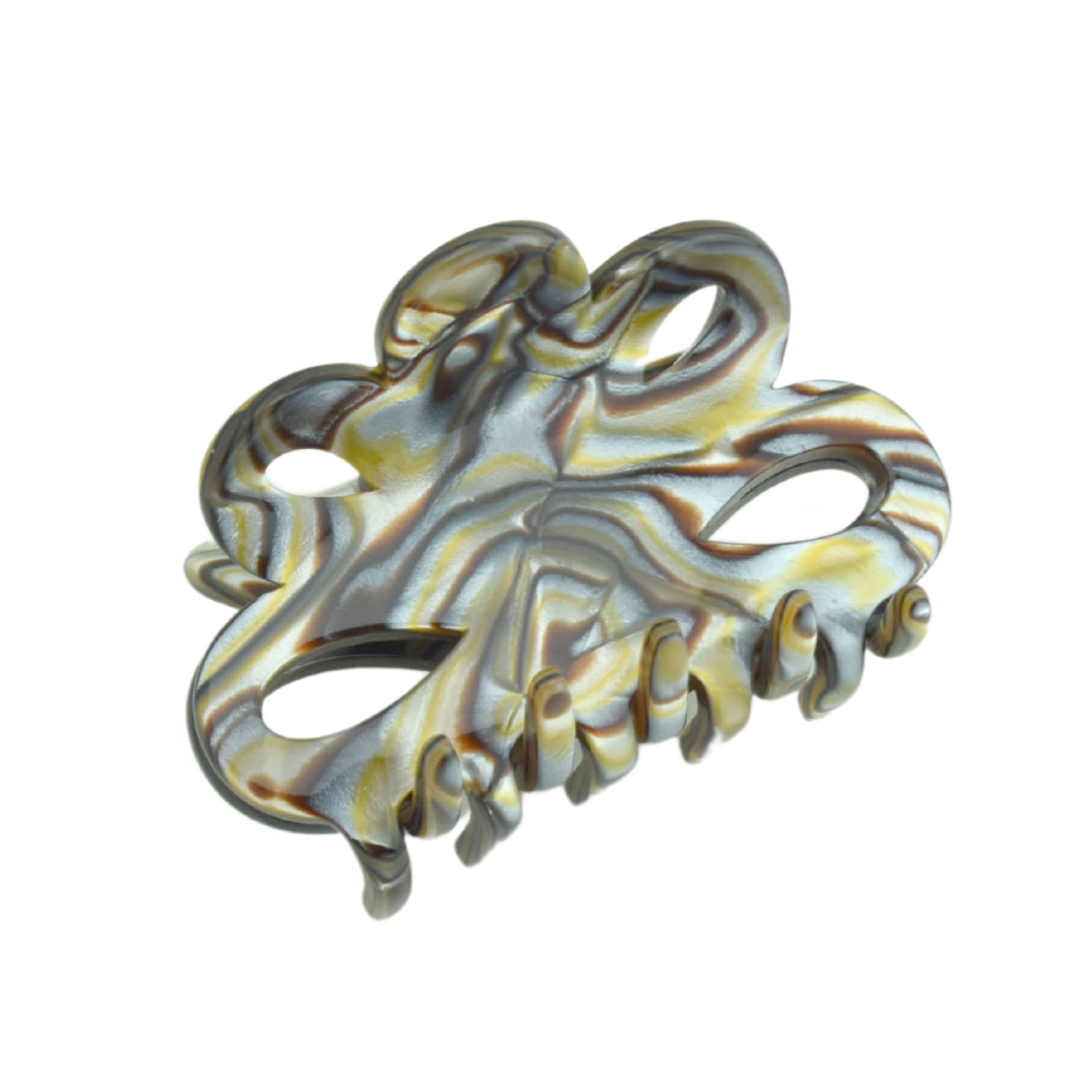 French Amie Flower Small 2 1/4"Handmade Cellulose Covered Spring Hair Claw Clips