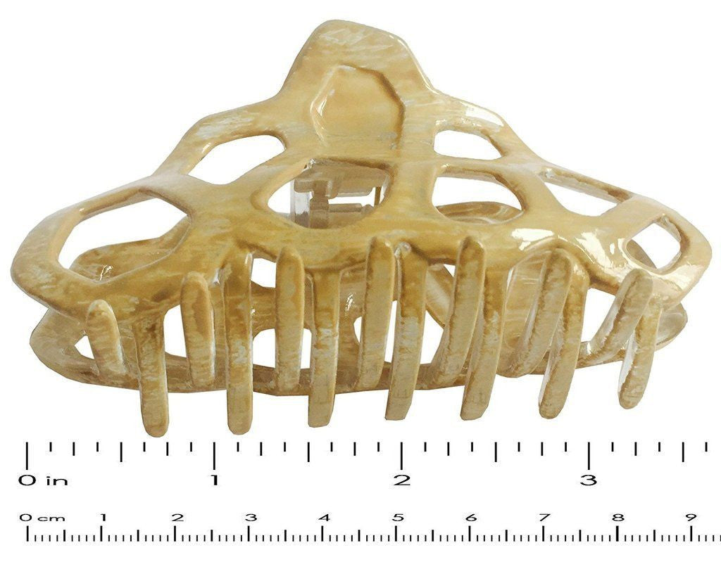 Parcelona Honey Comb Ivory Beige Celluloid Acetate Sturdy Jaw Hair Claw Clip-ebuyfashion.com-ebuyfashion.com