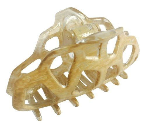 Parcelona Honey Comb Ivory Beige Celluloid Acetate Sturdy Jaw Hair Claw Clip-ebuyfashion.com-ebuyfashion.com