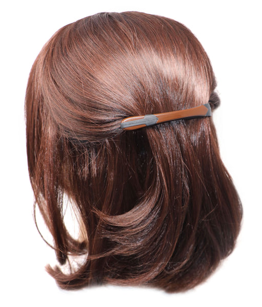 Parcelona French Twin Fit Chocolate Brown N Black Metal Free Hair Clip